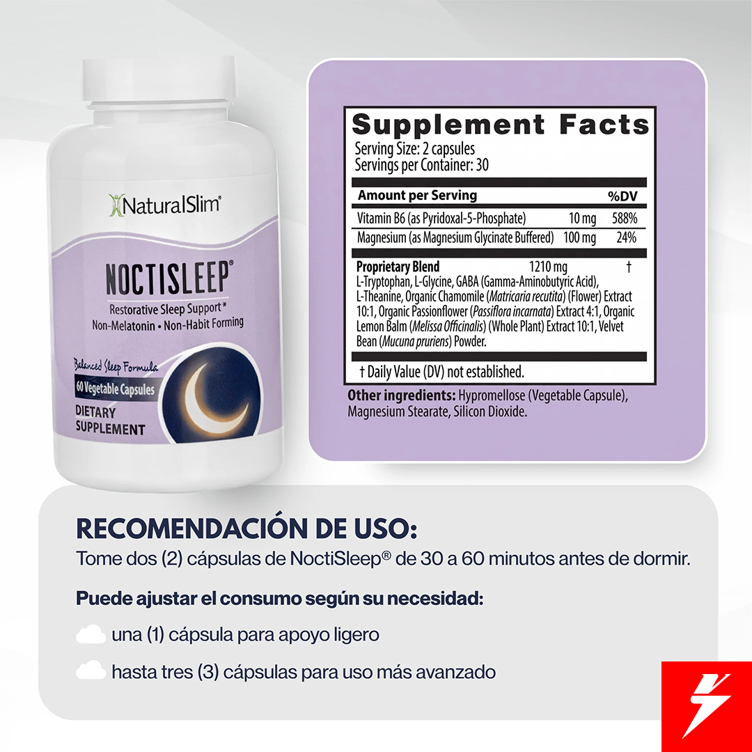 NoctiSleep | Apoyo equilibrado para un sueño reparador | 60 cápsulas - Imagen 2